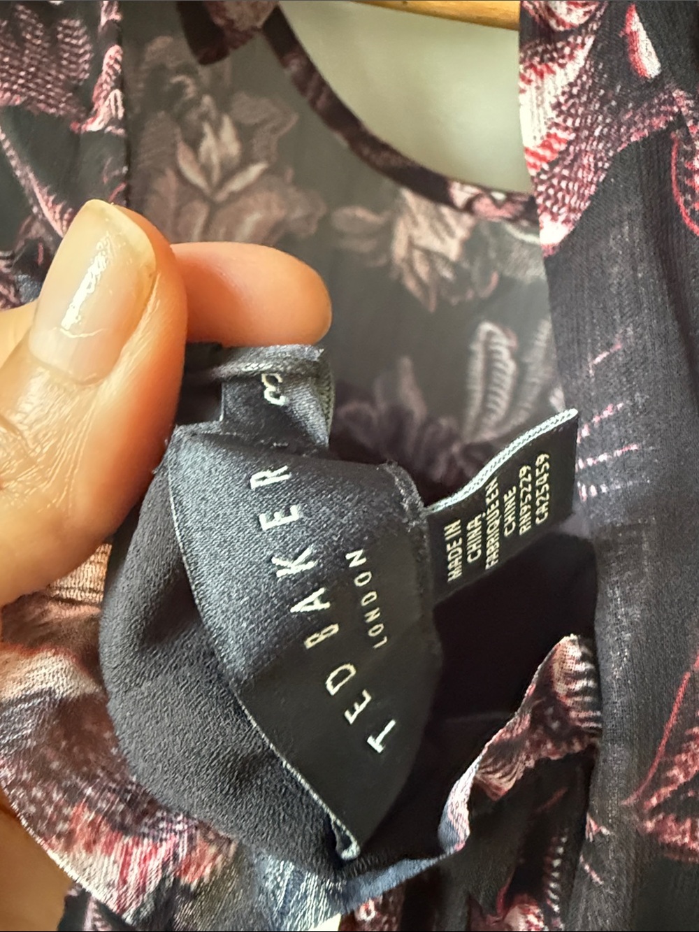 Ted Baker Black Midi Dress with Pink Floral Print Boho Casual  Feminine Girlcore - Picture 6 of 8